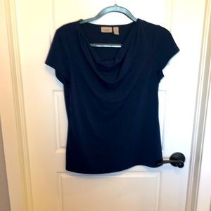 Chico’s Navy draped neck blouse